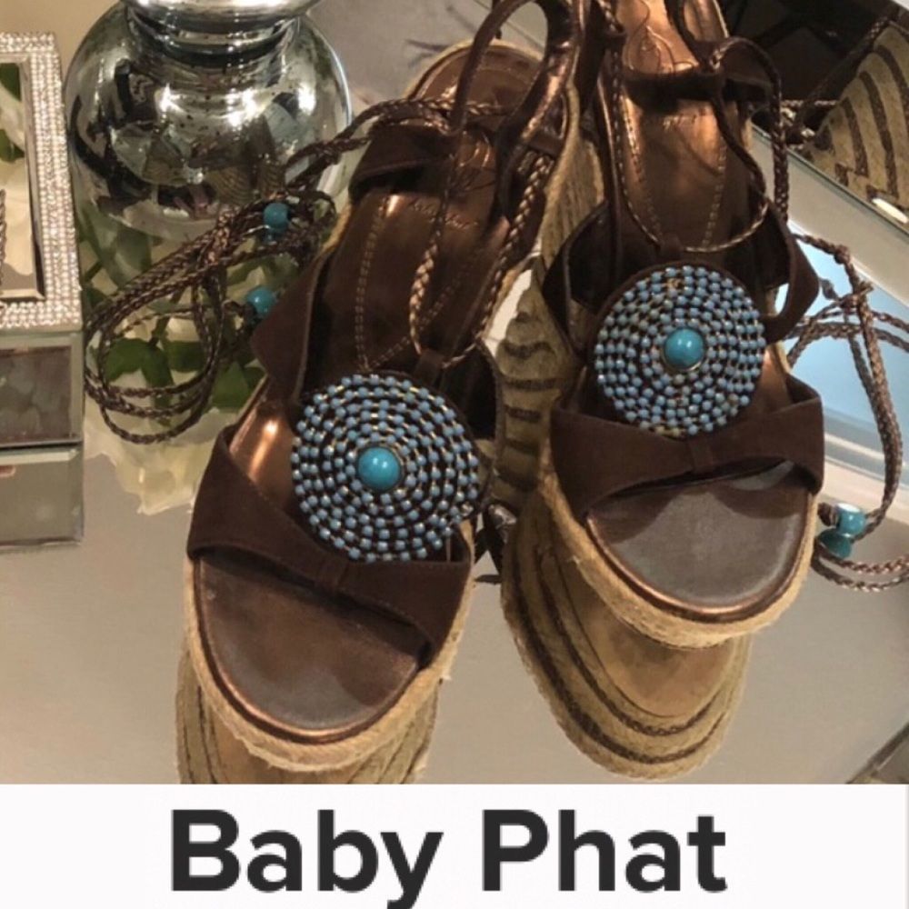 Baby Phat Wedges, women’s size 7M textile design